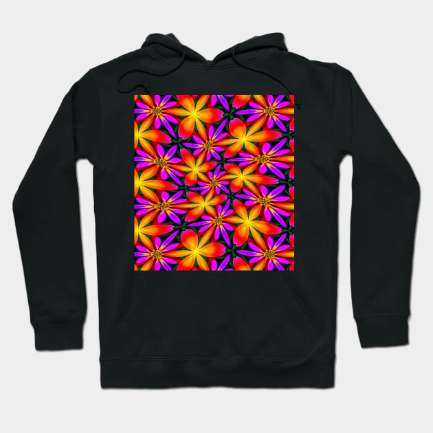 Bright Orange Flower Pattern Hoodie by PatternFlower